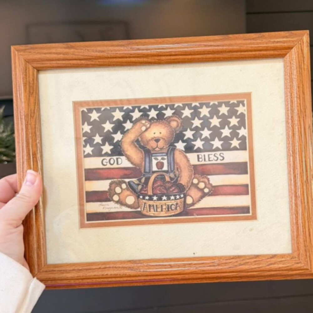 Patriotic Framed Teddy Bear print